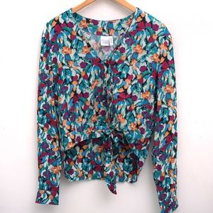 Anthropoligie Fresha London High Low Floral Blouse With Waist Tie Small